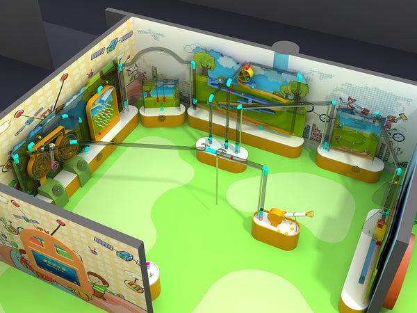 Children playing with Vacuum Tube Ball Wall at science exhibition SCIENCE EXHIBITS - Zoomking®