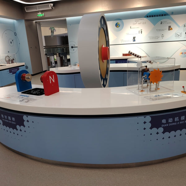 Interactive Science Exhibit: Magnetism Generates Electricity - Engaging STEM Learning at Huangpu Development Zone Science Museum