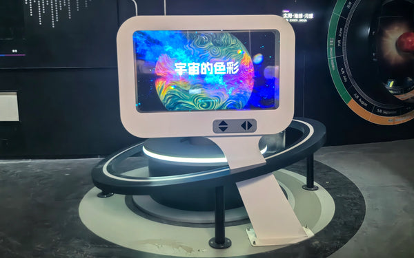 Completed interactive science museum exhibits installed in large public exhibition spaces