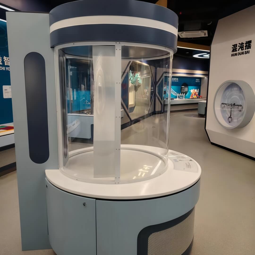 Front view of Crack Shot interactive optics exhibit in science museum
