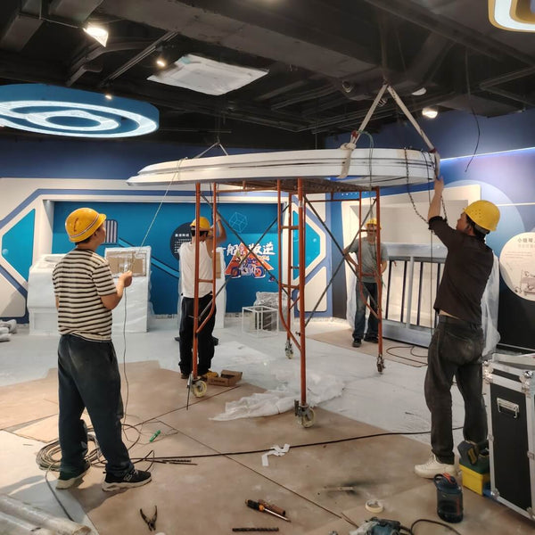 Installation and assembly of custom interactive science museum exhibits on site