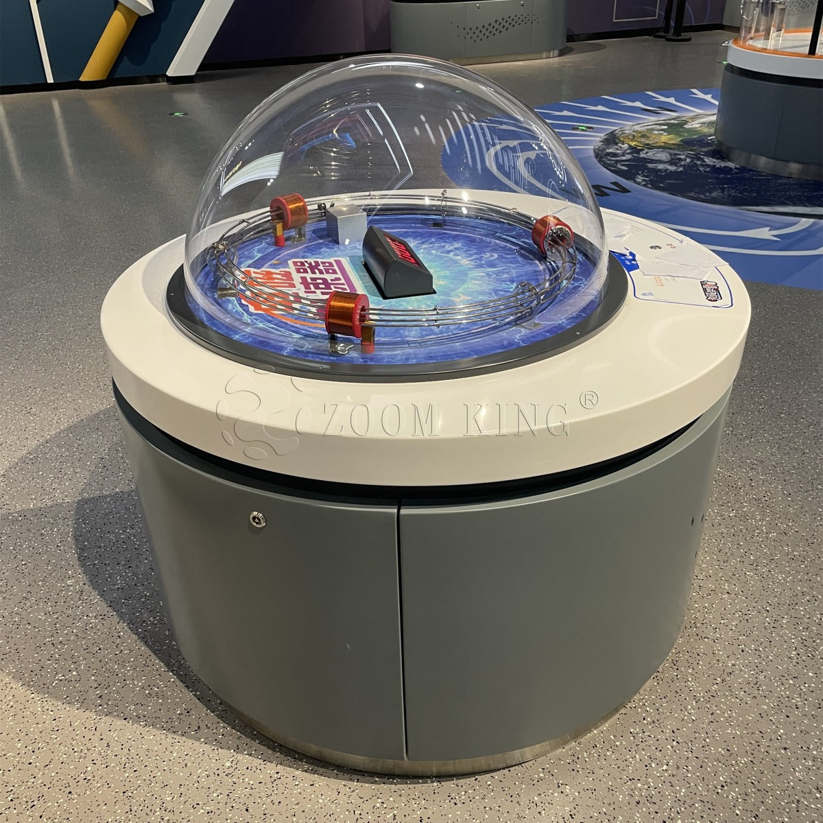 Electromagnetic components detail in magnetic propulsion exhibit