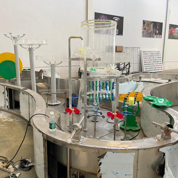 Structural details of interactive science museum exhibits designed to prevent vibration drift and long-term misalignment