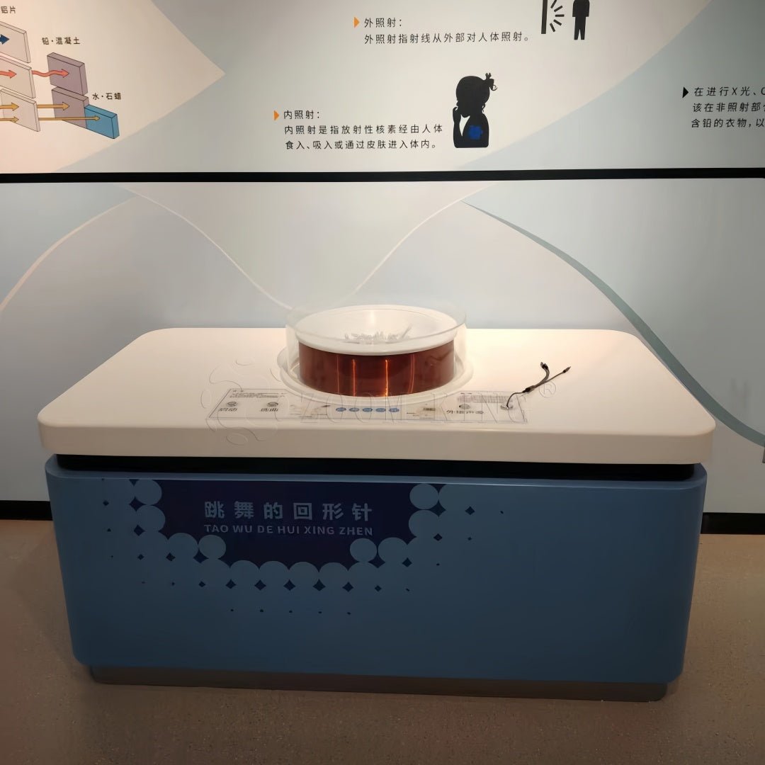 Interactive magnetic field demonstration science exhibit in museum
