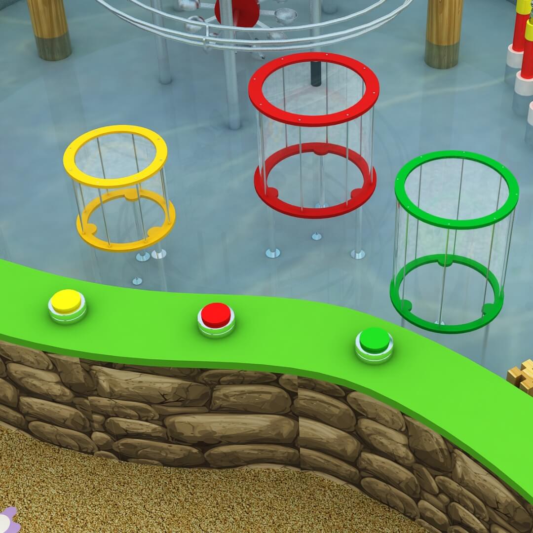 Hydraulic gears and moving parts in an interactive water 