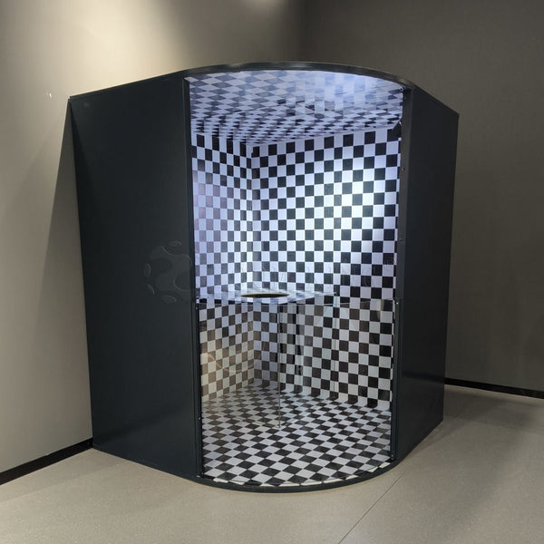 Invisible man optical illusion exhibit installed in a science museum gallery