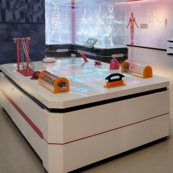 Kids exploring life science interactive exhibits in science museum