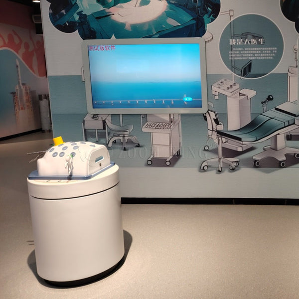 Children’s medical surgery simulation interactive exhibit in science museum