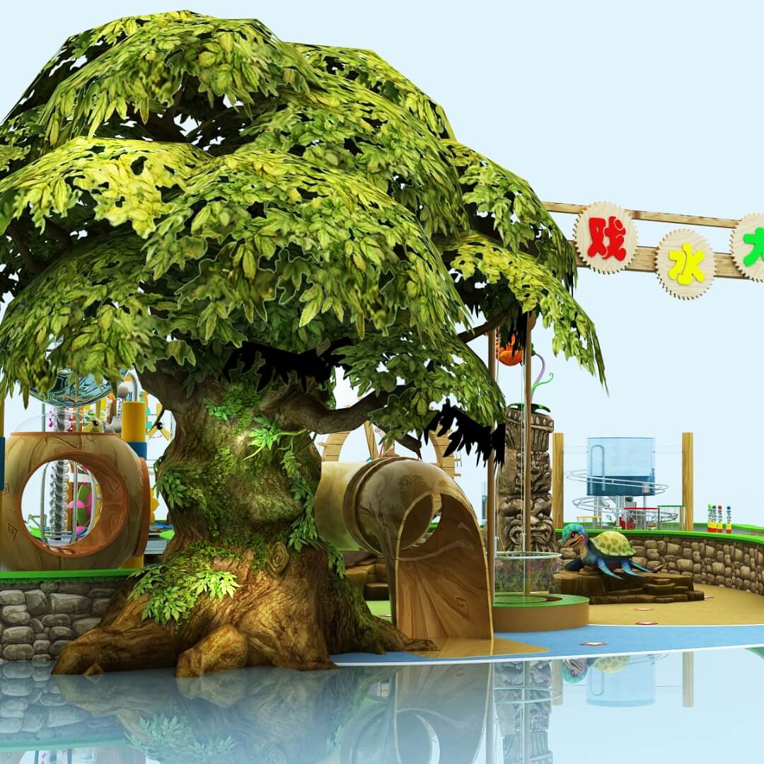 Kids interactive water play exhibit installed in a children's science center