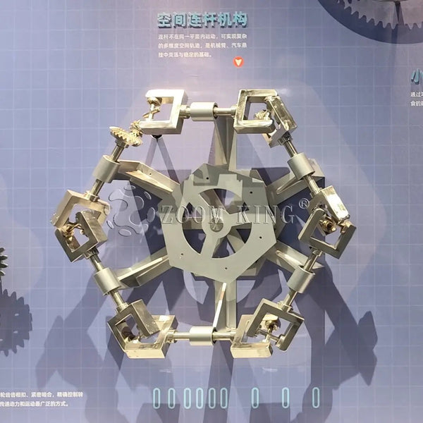 Interactive gear and linkage exhibit for science museums