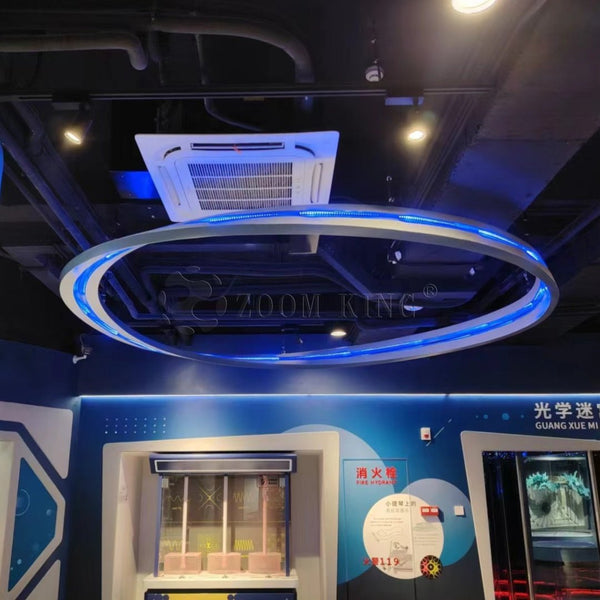 Illuminated mobius strip interactive exhibit showing continuous surface properties