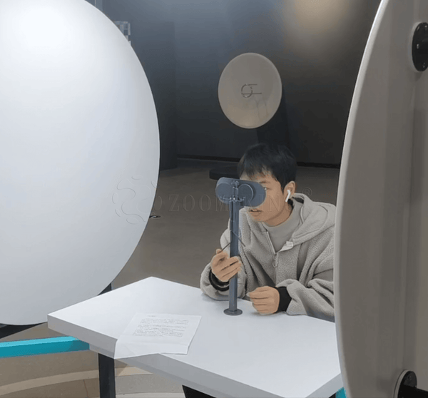 Mysterious smile visual illusion exhibit demonstrating perception changes in a science museum