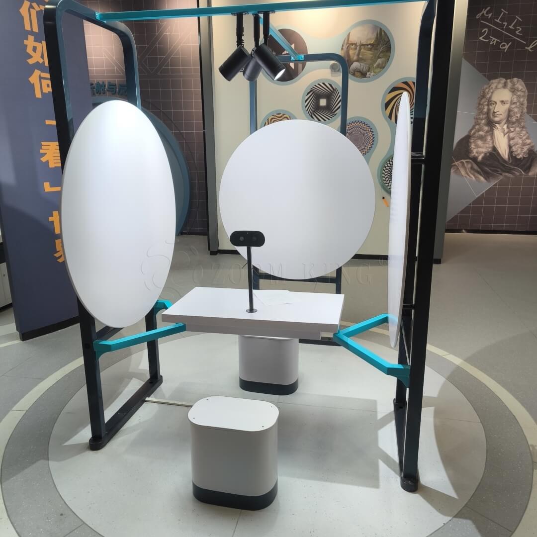 Mysterious smile visual illusion exhibit installed in a science museum gallery