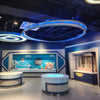 Science museum mathematics zone featuring an interactive mobius strip exhibit