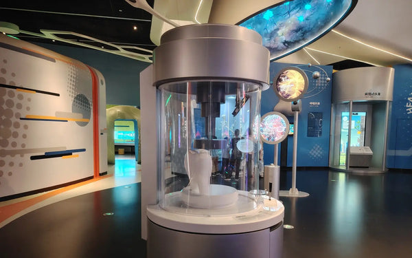 Interactive human body learning exhibit inside Shenzhen Science Museum life science gallery