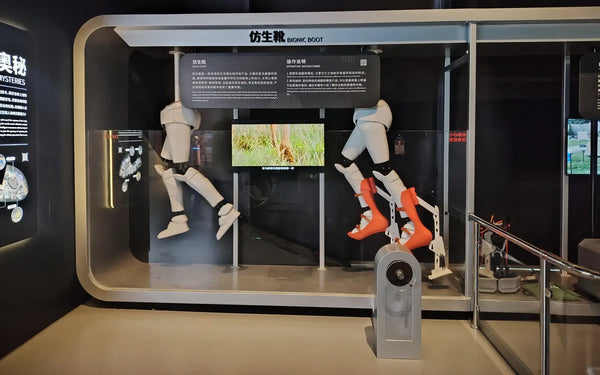 Immersive digital gallery environment featuring interactive educational exhibits at Shenzhen Science Museum