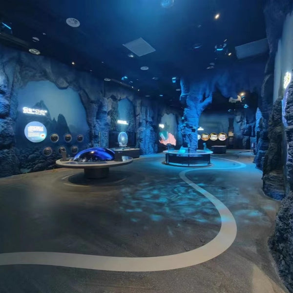 Themed interactive science exhibition zones combining mechanical engineering, digital interaction, and educational content