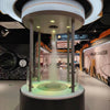 Tornado vortex airflow visualization showing rotating wind dynamics in an interactive science exhibit